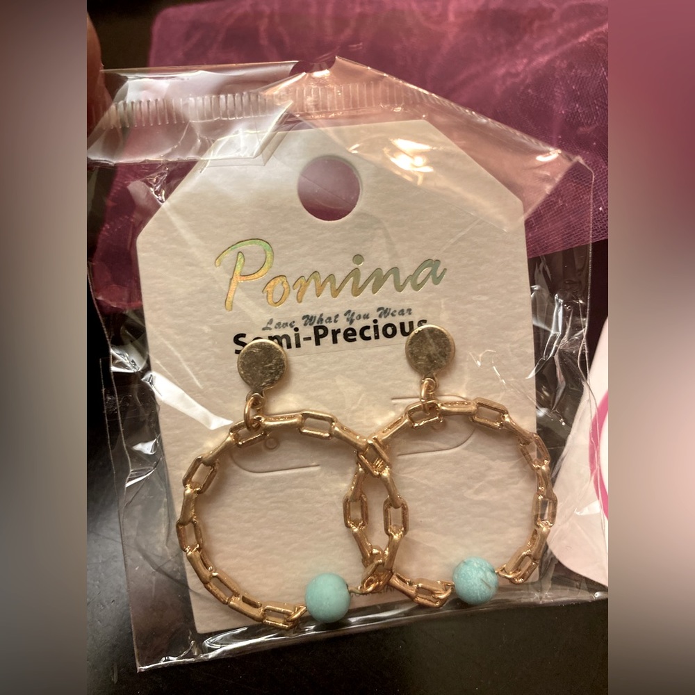 NWT Nadine West Pomina Gold Turquoise Ear Earrings - Picture 3 of 7